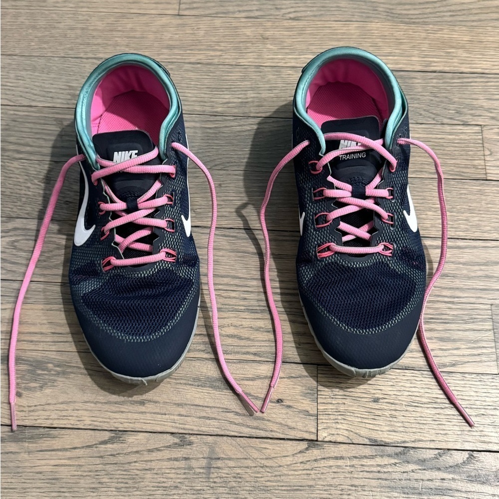 Nike Blue and pink free bionic running shoes, size 9.5